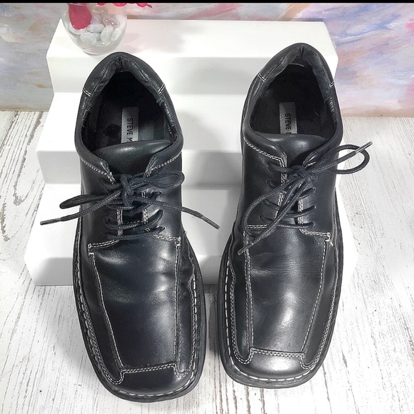 Steve Madden - black leather casual derby-oxfords - Picture 3 of 8